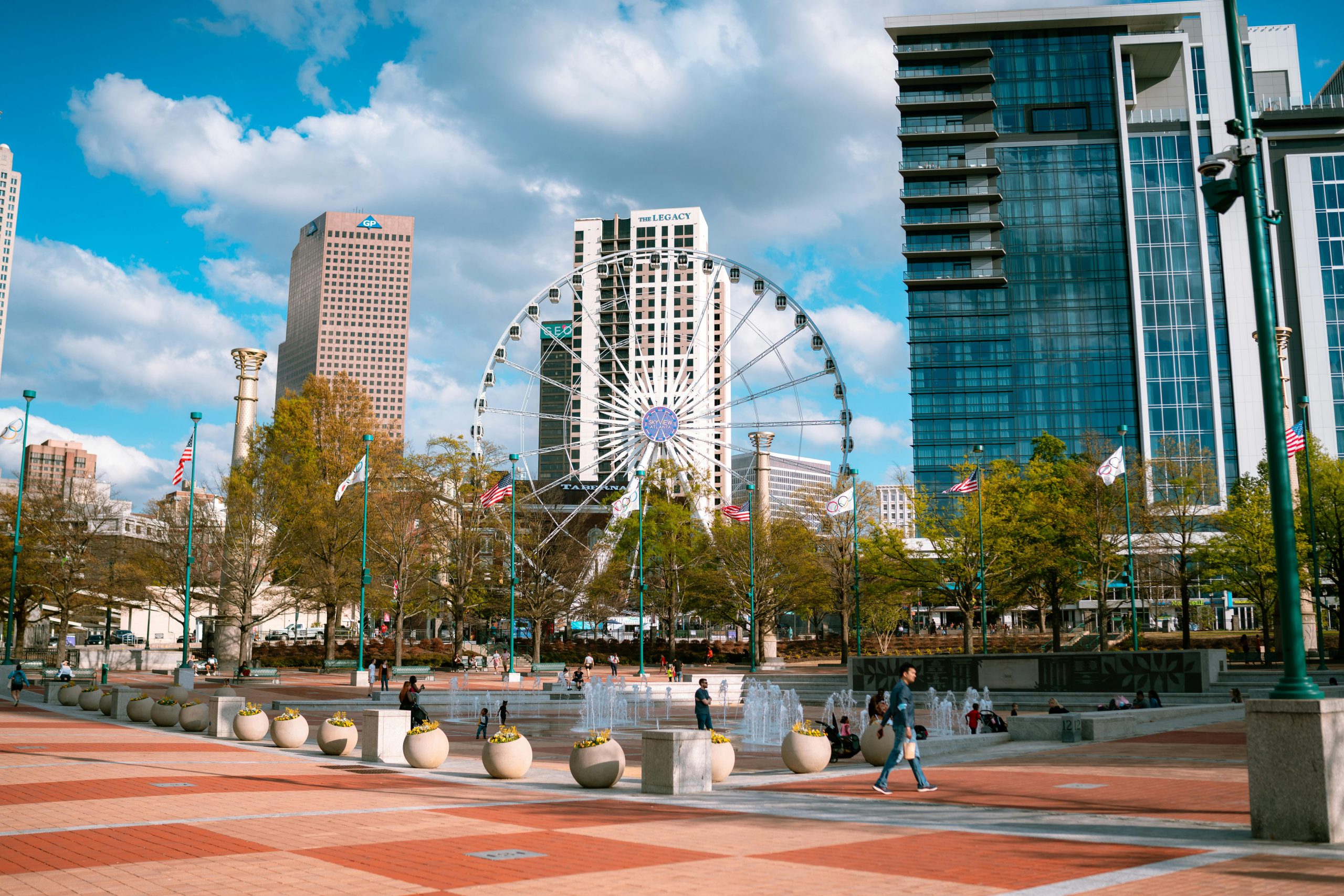 A ferris wheel in downtown atlanta